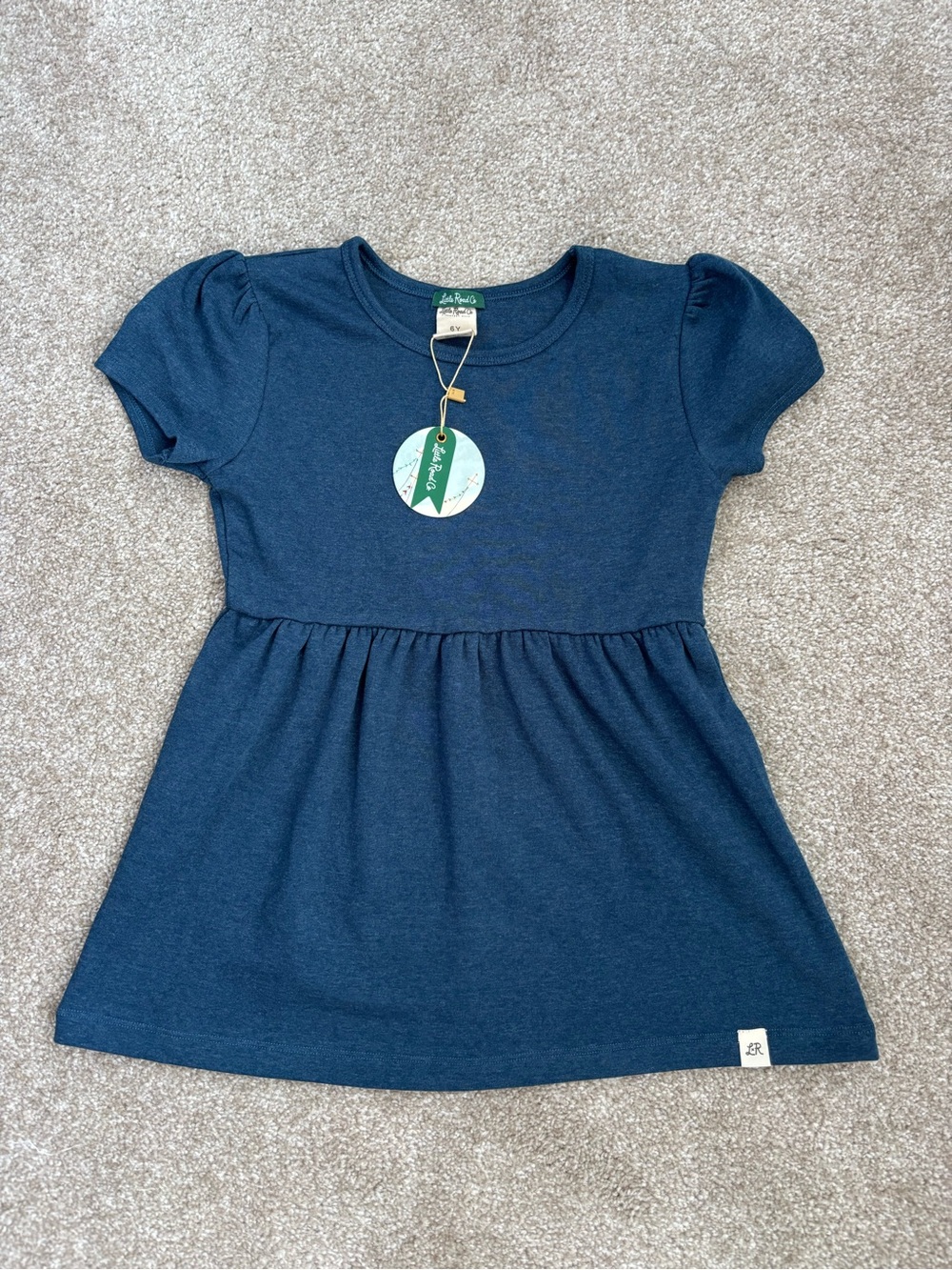 Little Road Co NWT Girls Navy Short Sleeve Fit and Flare Peplum Top Size 6